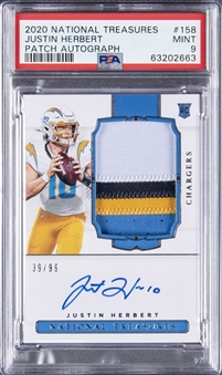 2020 National Treasures Patch Autograph #158 Justin Herbert Signed Patch Rookie Card (#39/99) - PSA MINT 9